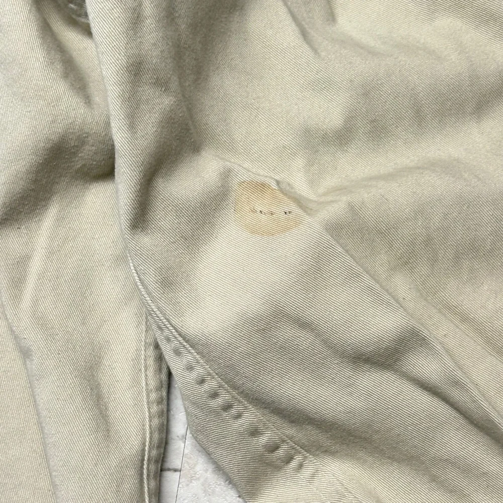 J.Crew Oarsman Shirt Beige Khaki Mens Large Vintage Made in USA Cotton Twill